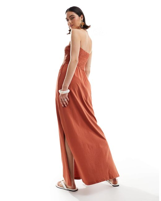 Threadbare Red – trägerloses midikleid