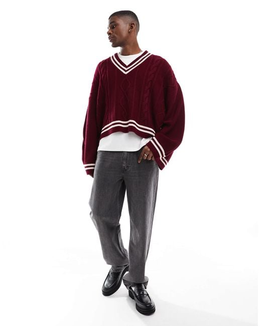 Oversized cropped knitted jumper best sale