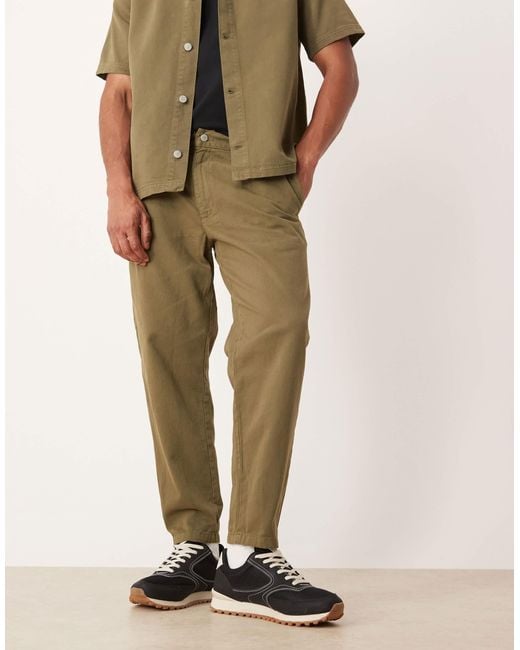ASOS Natural Relaxed Tapered Trousers for men