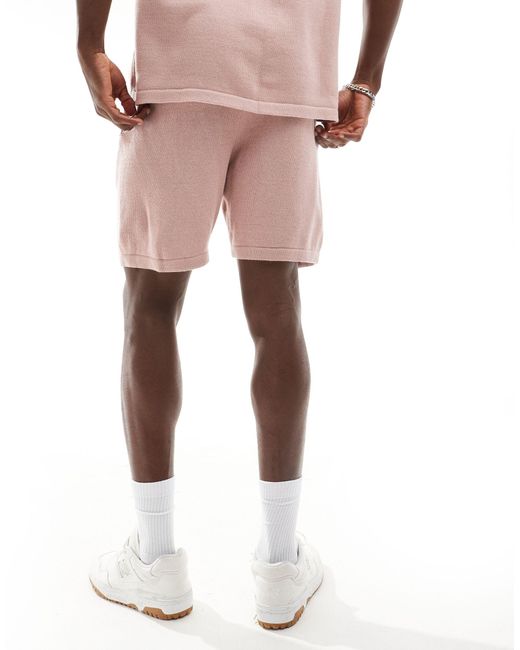 ASOS Pink Midweight Knitted Cotton Shorts for men