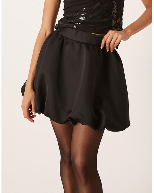 Gina Tricot Black Satin Mini Balloon Skirt