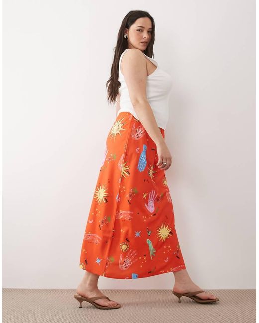 Never Fully Dressed Red Dorris Satin Maxi Skirt
