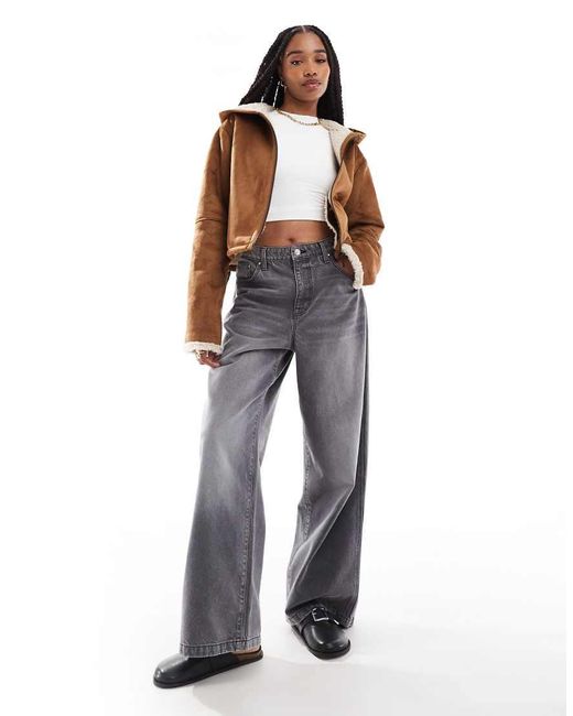 ASOS Brown Asos Design Tall Hooded Shearling Jacket