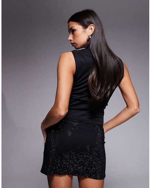 Mango Natural Embellished Mini Skirt Co-Ord