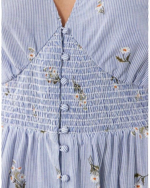 Nobody's Child Gray Ezra Linen Blend V-Neck Puff Sleeve Button Down Midi Dress