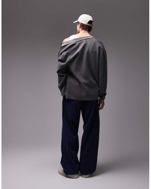 Topman Gray Baggy Fit Chino Twill Trouser for men