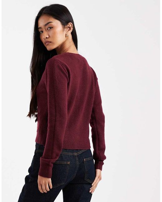 Hollister Red Fy Cloud Bow Pocket Cardigan
