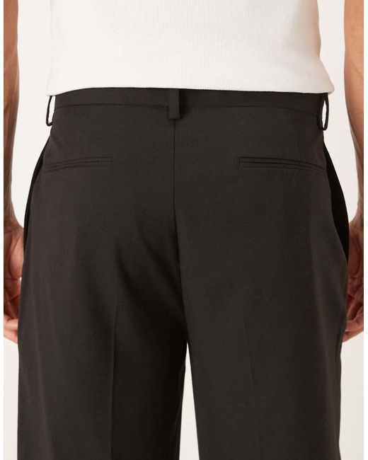 ASOS Natural Smart Oversized Tapered Pleated Trousers for men