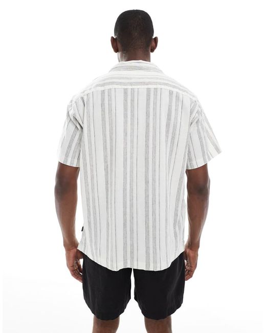 Jack & Jones White Premium Linen Mix Stripe Shirt for men