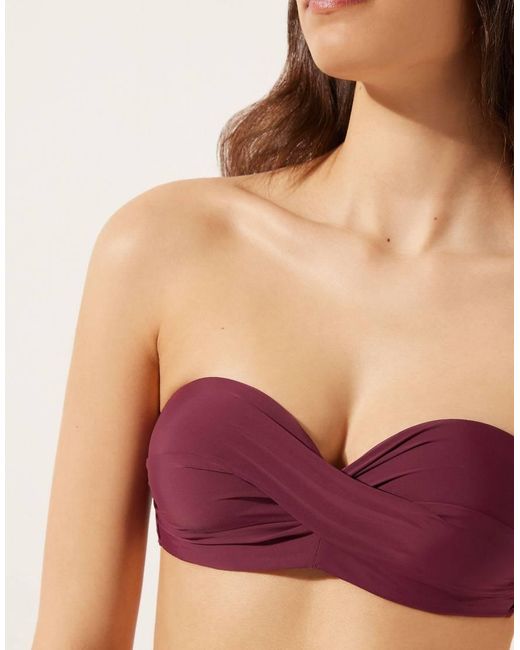 Calzedonia Purple Fuller Bust Padded Bandeau Bikini Top Indonesia
