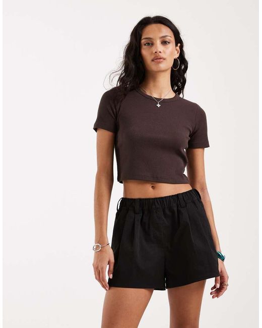 JJXX Black Twill Shorts With Elasticated Waist