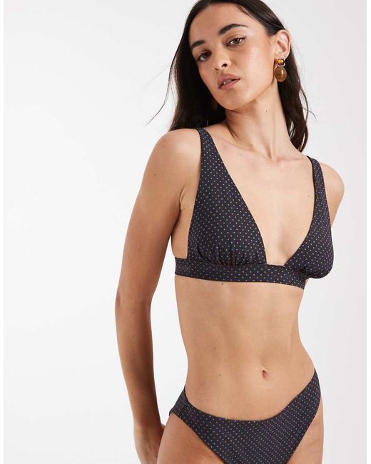 & Other Stories Blue Deep Plunge Bikini Top