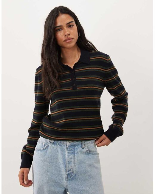 Gant Black Striped Knit Rugby Cardigan