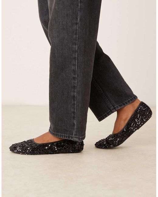 ASOS Black Lucid Sequin Ballet Flats