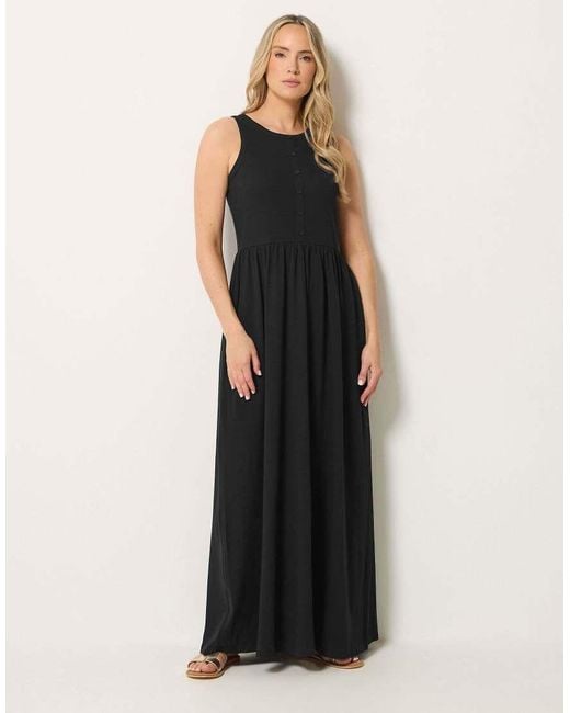 Long Tall Sally Black Button Detail Cotton Maxi Dress