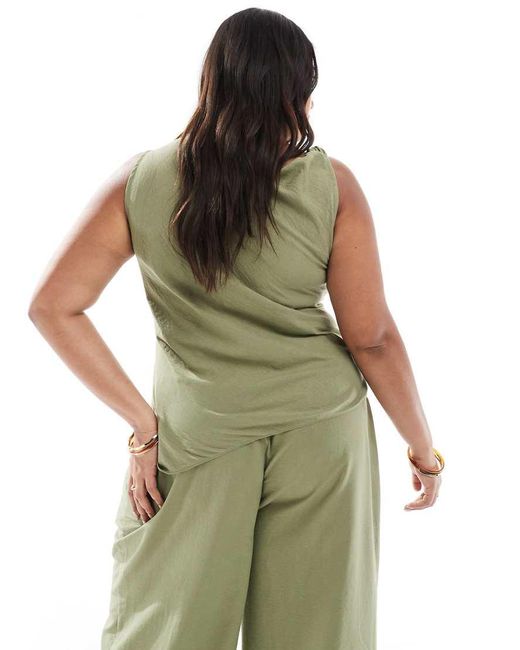 ASOS Green Asos Design Curve Asymmetric Ruched Top Co-ord