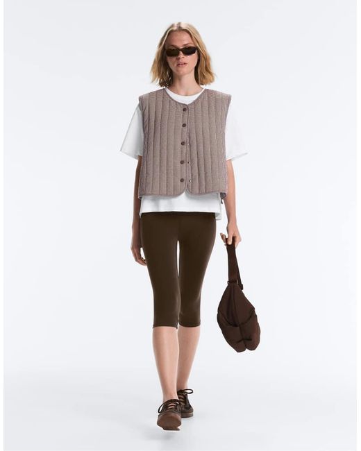 Oysho Gray Gingham Quilted Gilet