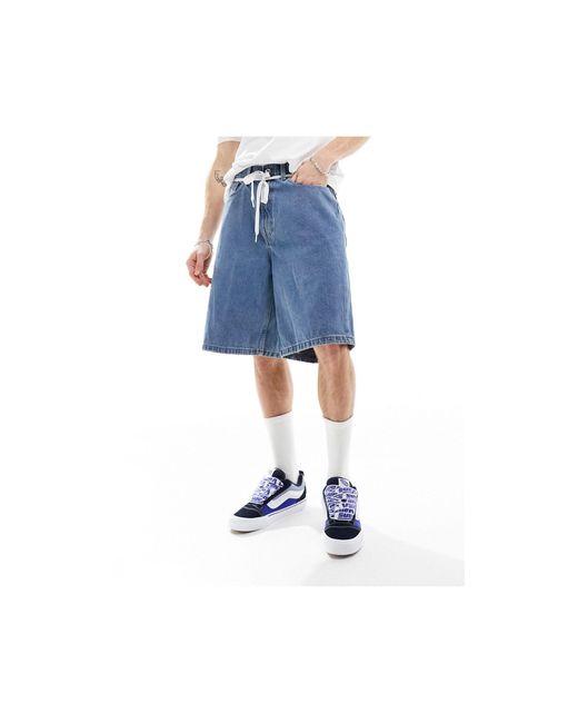 Vans Blue Check-5 baggy Denim Shorts for men