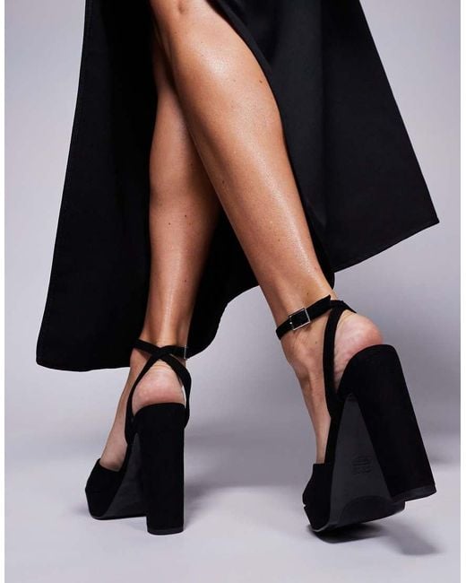 ASOS Black Naples Platform Barely There Block Heeled Sandals