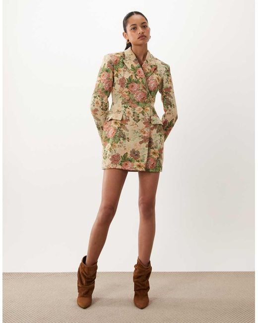ASOS Natural Structured Double Breasted Blazer Mini Dress