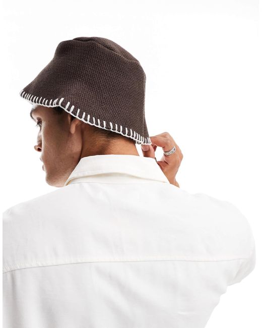 ASOS White Knitted Bucket Hat for men