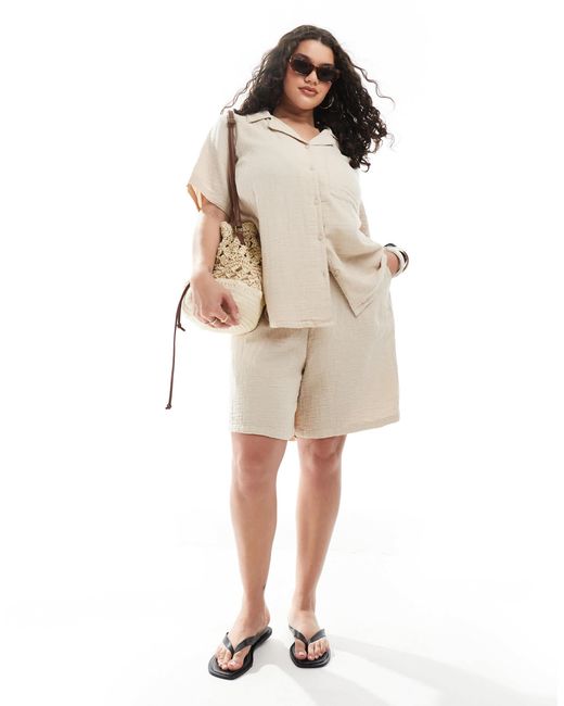 ONLY Natural – geknöpfte hemdbluse aus dünnem, weitmaschig gewebtem baumwollstoff