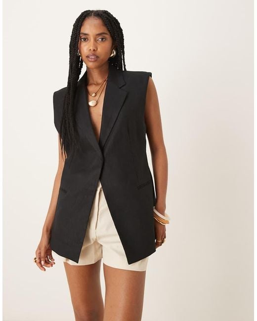 Mango Black Tailored Tie Waist Waistcoat Co-ord