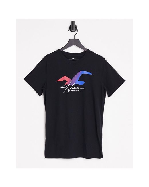 Camiseta negra con logo Hollister de Algodón de color Negro para hombre |  Lyst