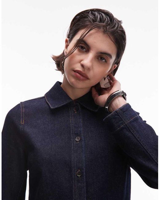 ARKET Blue Utility Denim Mini Dress With Patch Front Pockets