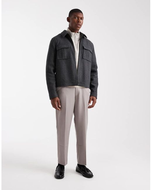 Chaqueta Harrington De Tejido Efecto Lana De ASOS de hombre de color Black