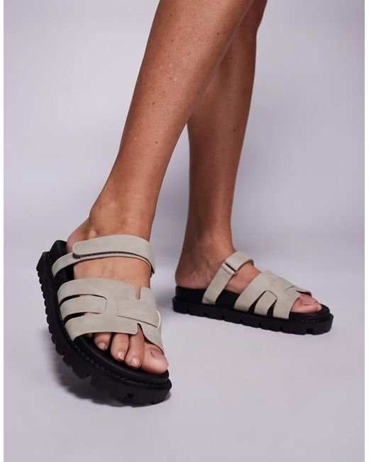 Sandalias Color Topo Estilo Mules Con Diseño De Tiras Adelle De Simmi London-Neutro SIMMI de color White