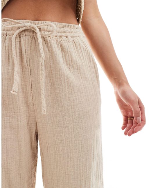 Only Petite Natural Cheesecloth Wide Leg Trouser