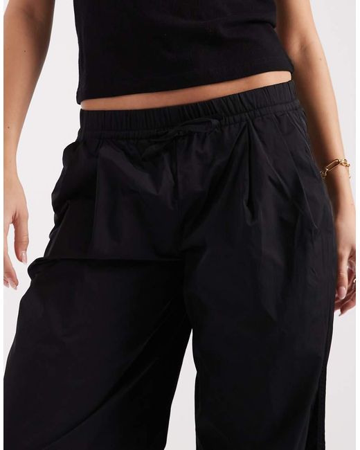 & Other Stories Black Pure Nylon Relaxed Fit Balloon Parachute Trousers