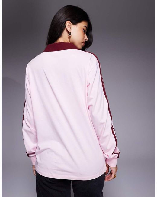 Edikted Purple Brooklyn Contrast Oversized Polo Top
