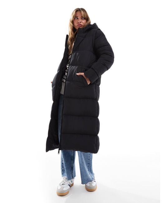 Threadbare Black – 2-in-1-steppweste und -jacke im longline-schnitt