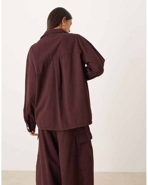 Camisa Extragrande Con Bolsillos Cargo De Algodón De -Morado ASOS de color Red