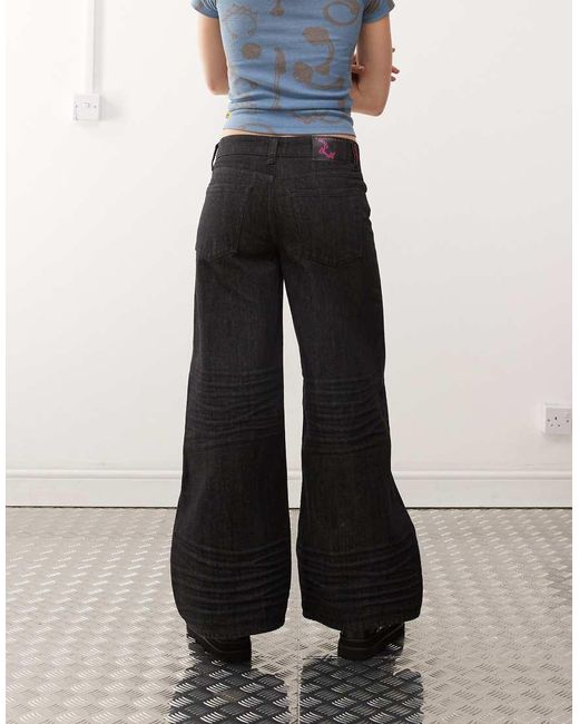 Cheap Monday Black Poser Mid Rise Wide Leg Skater Jeans