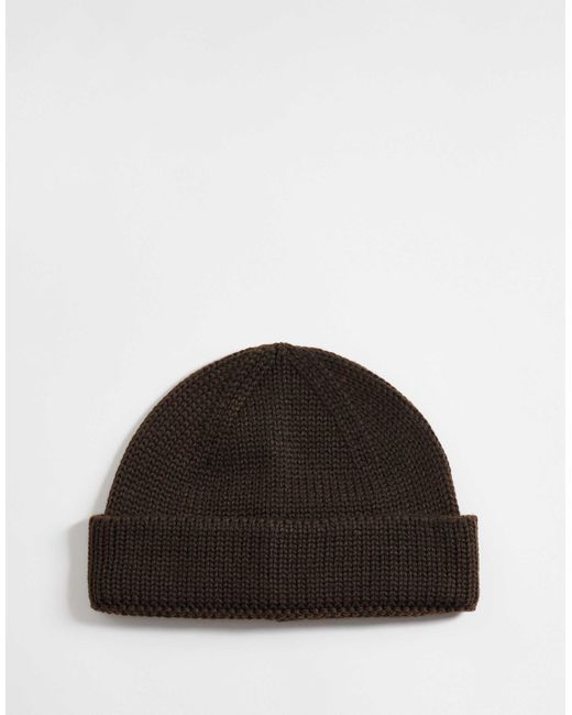 ASOS – gerippte mini-strickmütze in Black für Herren