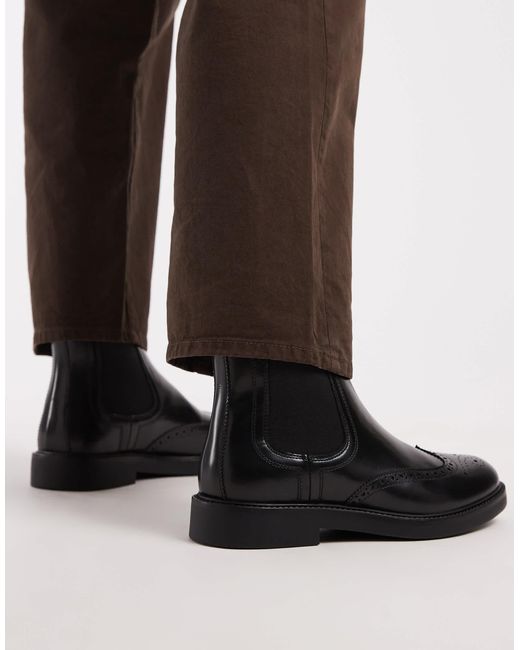 ASOS – chelsea-stiefel aus em leder im budapester-stil in Brown für Herren