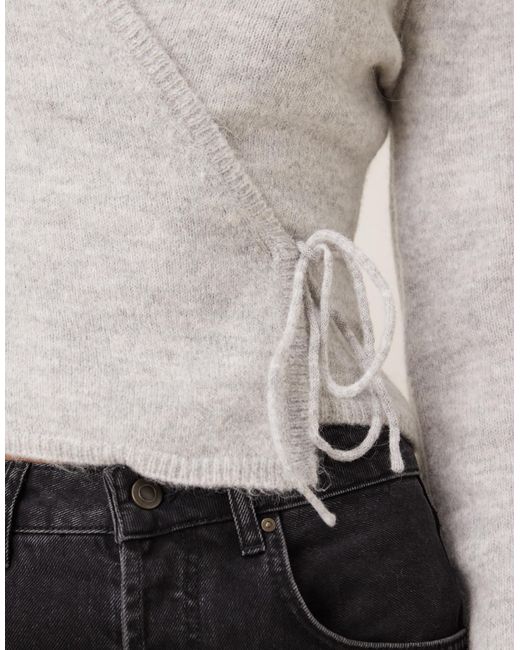 Gina Tricot White Long Sleeve Knitted Wool Alpaca Wrap Cardigan