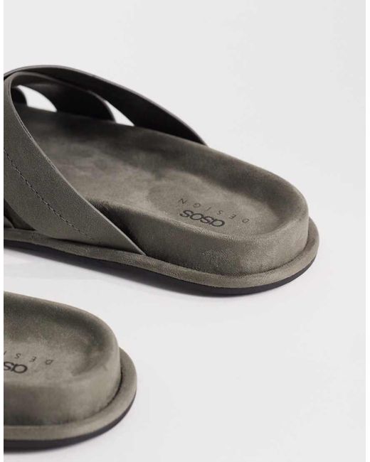 ASOS Brown Cross Over Strap Sandals for men