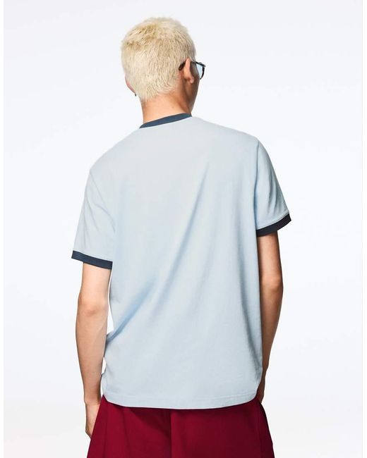 Bershka Blue Short Sleeve Print T-Shirt for men