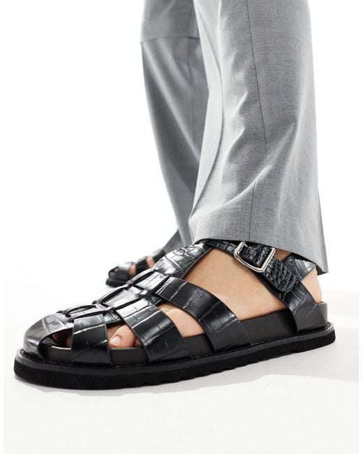 ASOS Gray Closed Toe Gladiator Sandals for men