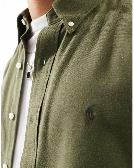 Polo Ralph Lauren Overhemd Van Geborsteld Twill Met Logo in het Green voor heren