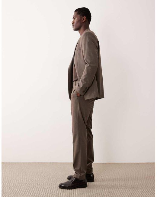 Mango Brown Pleat Front Tailored Straight Trouser Co-ord for men
