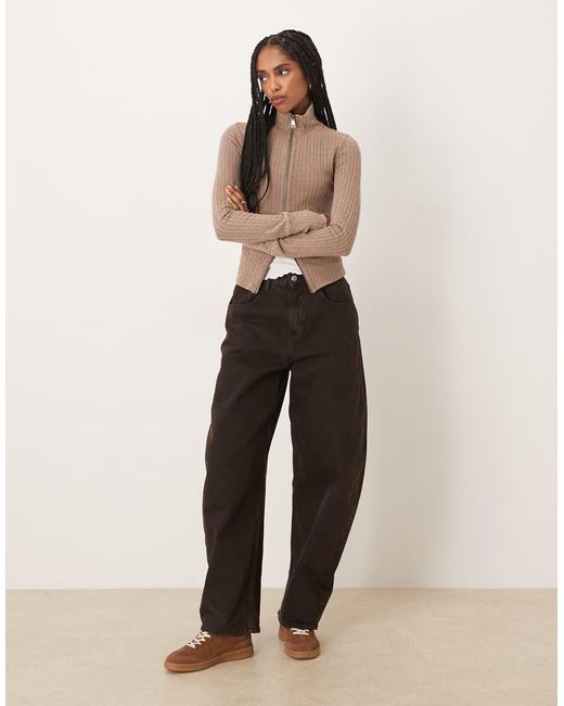 Free People Natural Brunch Girl Long Sleeve Zip Up Cardigan