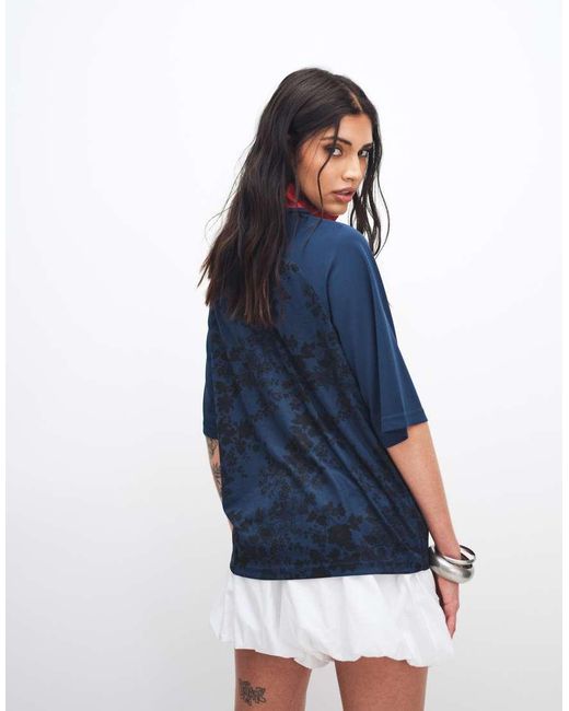 Nike Blue Oversized Lace Effect Football Top