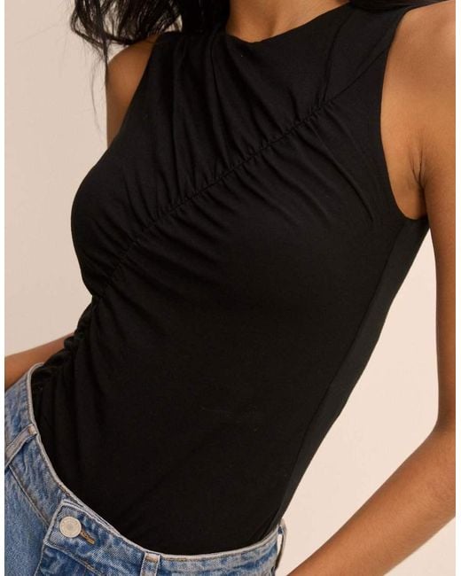 Nobody's Child Black Sleeveless Ruched Top