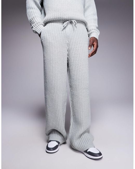 ASOS – jogginghose aus schwerem rippstrick in Gray für Herren