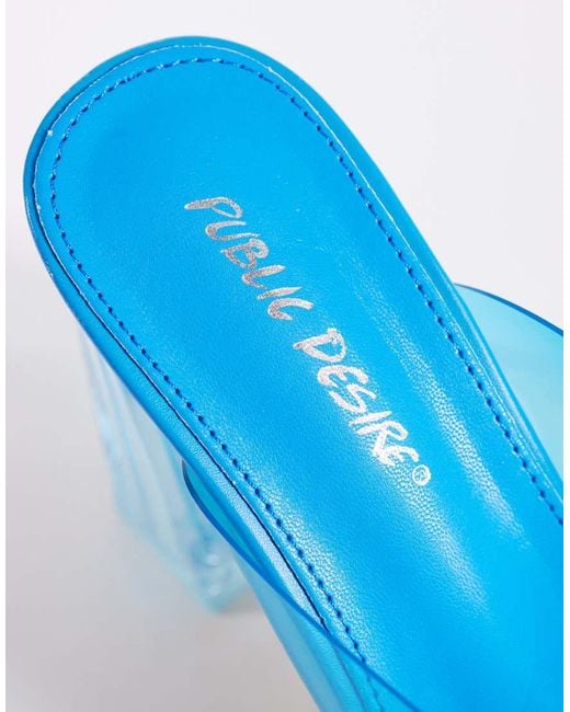 Public Desire Blue Kyoto Transparent Heeled Mules